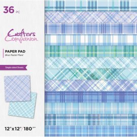 Crafters Companion 12x12 Paper Pad - Blue Pastel Plaid