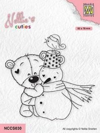 Nellies Clearstamp - Bear with snowman