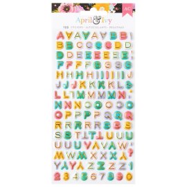 April & Ivy Puffy Stickers Alpha Gold Foil