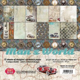 Craft&You Mans World Big Paper Set 12x12 12 sheets