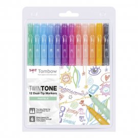 Tombow Twintone dual-tip markers - 12pcs pastels