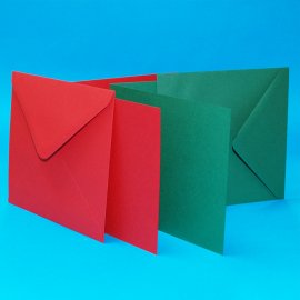 Röda och gröna kort & kuvert 5 x 5