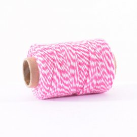 Bakers twine 45m Pink-White 1mm wire