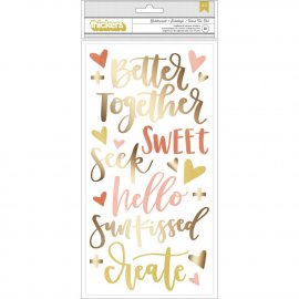 American Crafts Two Thickers Stickers - Phrase/Gold Foiled Chipboard