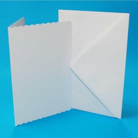  Card/Envelopes Slimline - Scalloped White