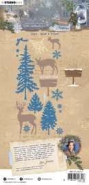 Studio Light Dies - Vintage Christmas Deer, Snow & Trees