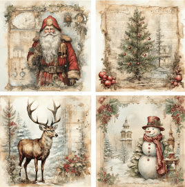 4 motivbilder på papper 12x12 inch - Julmotiv