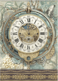 Stamperia A4 Rice Paper Gardens of Time - Big Clock 