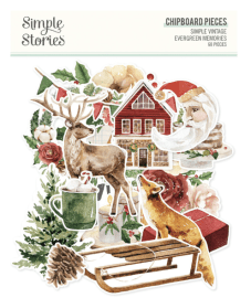 Simple Stories Chipboard Pieces - Vintage Evergreen Memories