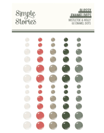 Simple Stories Glossy Enamel Dots - Mistletoe & Holly 