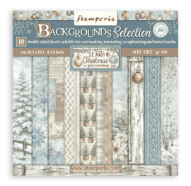 Stamperia 8x8 Paper Pack Backgrounds - White Christmas