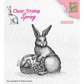 Nellie Snellen - Spring Clear Stamps Easter Hare With Baske