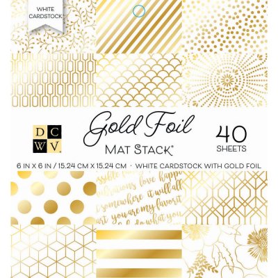 DCWV Paper Papck 6X6 - White Gold Foil