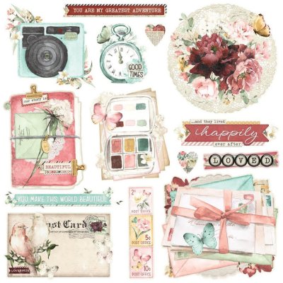 Simple Stories Chipboard Cluster - Vintage Love Story 