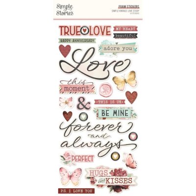 Simple Stories Foam Stickers - Vintage Love Story 