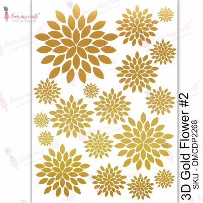 Dress My Craft Transfer Me Sheet A4 - 3D Gold Flower #2