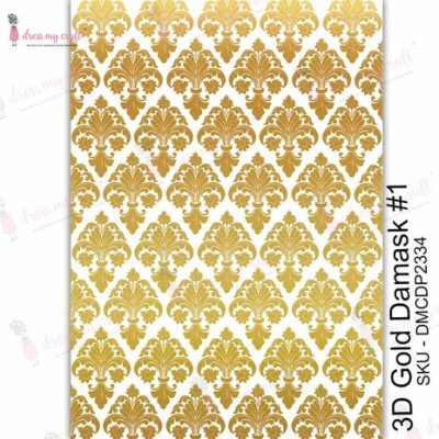 Dress My Craft Transfer Me Sheet A4 - 3D Gold Damask