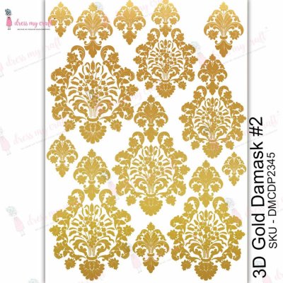 Dress My Craft Transfer Me Sheet A4 - 3D Gold Damask 