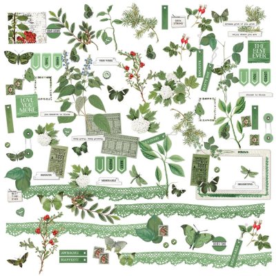 49 and Market Mini Laser Cut Outs - Color Swatch: Willow 