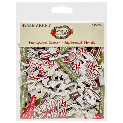 49 And Market Chipboard Words Set - Evergreen Season
