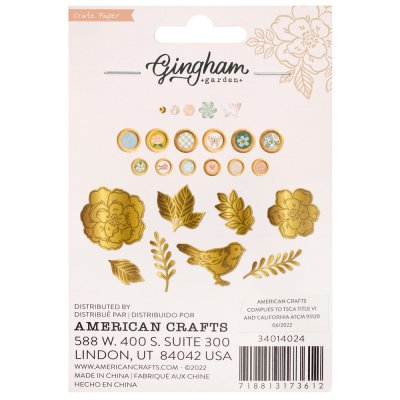 Crate Paper Embellishment Buttons - Gingham Garden