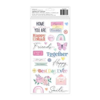 American Crafts Thickers Stickers Phrases - Rainbow Avenue