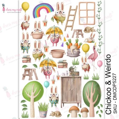 Dress My Craft Transfer Me Sheet A4 - Chickoo & Weirdo