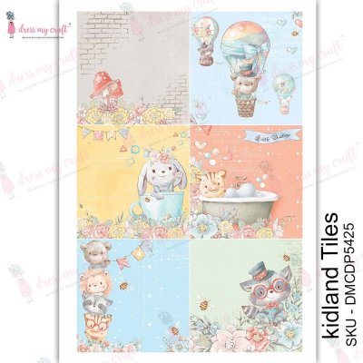 Dress My Craft Transfer Me Sheet A4 - Kidland Tiles