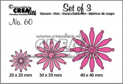 Crealies Set of 3 no. 60 solid Flowers 25