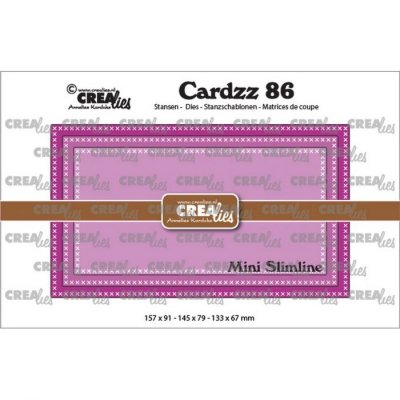 Crealies - Cardzz Mini Slimline F with cross stitch