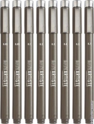 Docrafts Artiste Black Fineliners 8 pcs