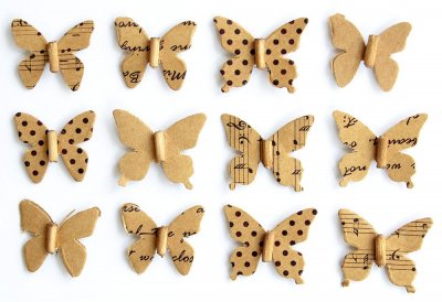 Vaessen Creative Elements - Kraft Printed Beaded Butterflies 12pcs