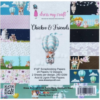 Dress My Craft Paper Pad 6X6 - Chickoo & Friends