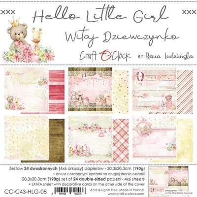 Craft O Clock Paper set 8x8 - HELLO LITTLE GIRL