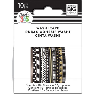 Happy Planner Mini Washi Tape 3mm - Black & White