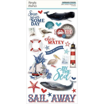 Simple Stories - Vintage Seas Chipboard Stickers