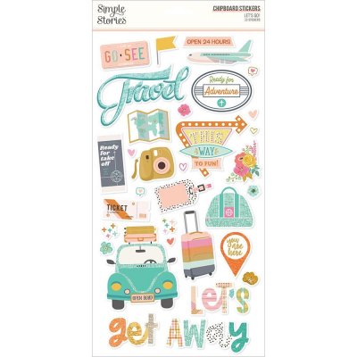 Simple Stories - Lets Go Chipboard Stickers