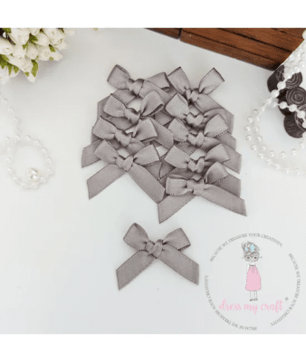 Satin Ribbon Bows - Grey