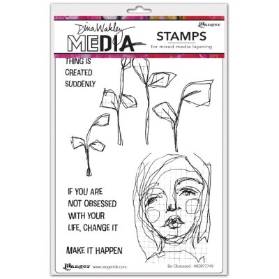 Dina Wakley Media Cling Stamps - Be Obsessed