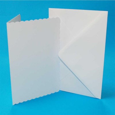  Card/Envelopes 5x7 Inch - Scalloped White