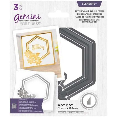 Hot Foil Cut Die Set Butterfly and Blooms Frame