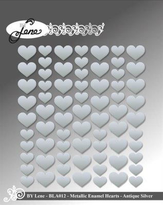 BY Lene Metallic Enamel Hearts - Silver