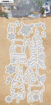 Studio Light Dies - Vintage Christmas Deer, Snow & Trees