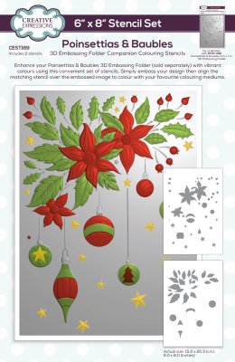 Poinsettias & Baubles Companion Colouring Stencil
