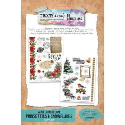 Arden Creative Poinsettias & Snowflakes Rub-Ons - Winter in Bloom 