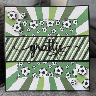 4 motivbilder på papper 12x12 inch - Grön Fotboll 2