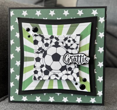 4 motivbilder på papper 12x12 inch - Grön Fotboll 1