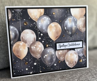 4 motivbilder på papper 12x12 inch - Ballonger 