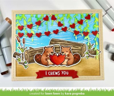 Lawn Fawn Dies - Heart Garland Backdrop: Landscape