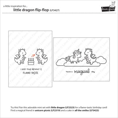 Lawn Fawn Stamps - Little dragon flip-flop